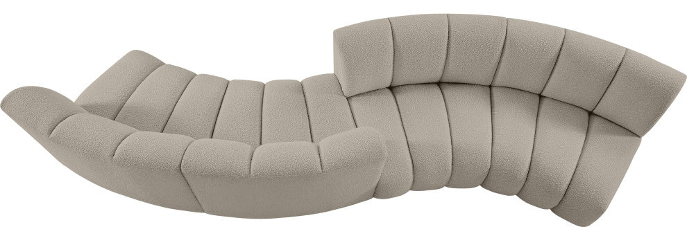 Infinity Boucle Fabric Upholstered 4-Piece S-Shaped Modular Sectional, Brown