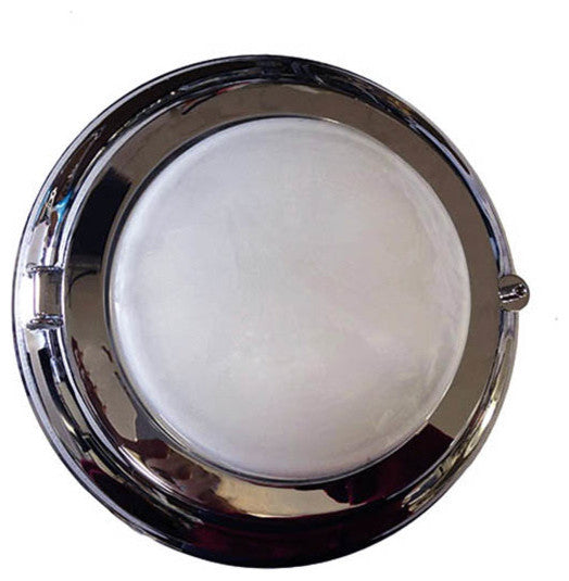 Solid Brass Round Flush Light (Brass & Chrome Finish), Polished Chrome, Frosted