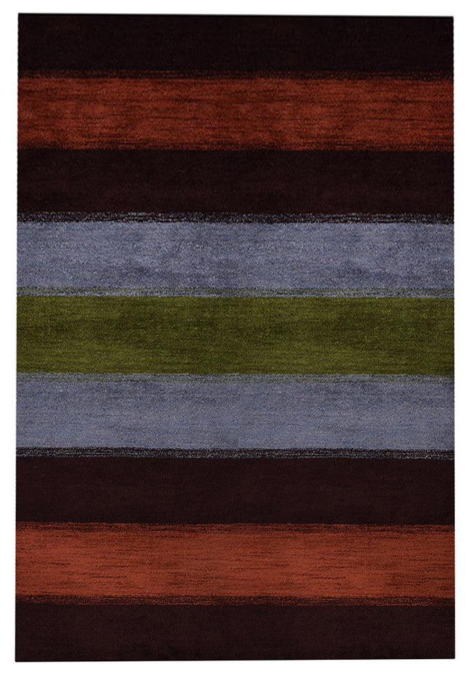 HAND KNOTTED LOOM SILK ECO-FRIENDLY RUG-5'x8',Rectangle,Brown Silver,Contemporar