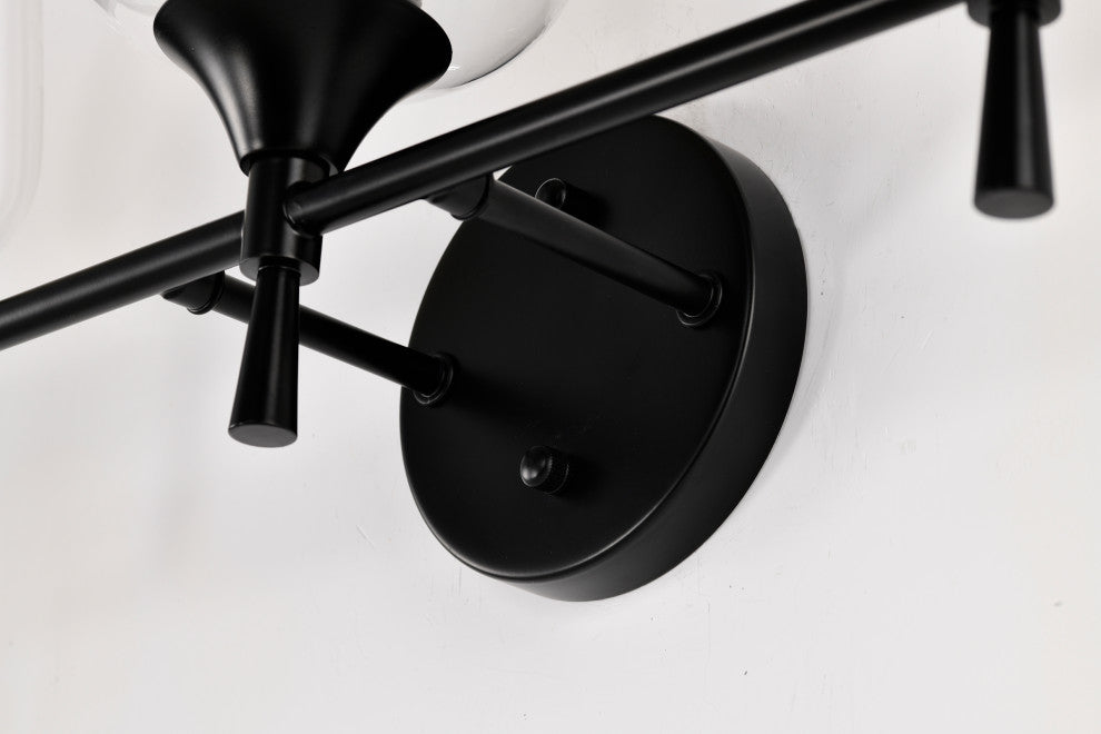 21 in. 3-Light Matte Black Vanity Light With Clear Wine Glass Shades