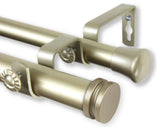 Lid 1" Double Curtain Rod, Black, Light Gold, 28"-48"