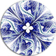 Symmetrical Blue White Fractal Flower, Floral Disc Metal Artwork, 36"