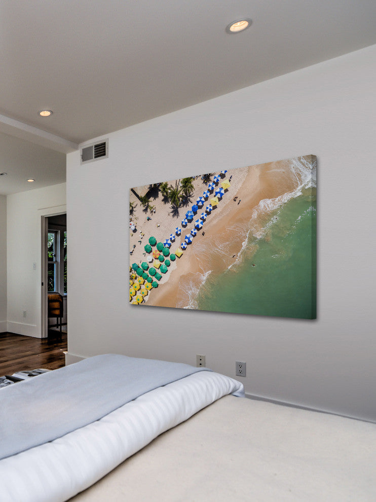 "Beach Umbrellas" Painting Print on Wrapped Canvas