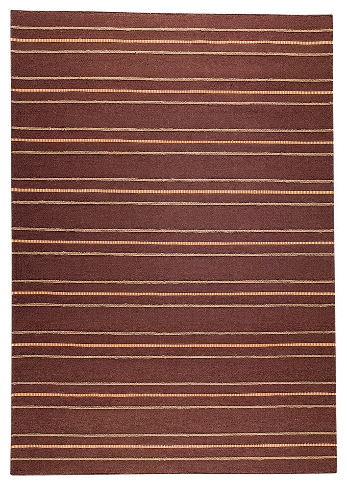 Hand Woven Brown Wool Area Rug, Brown, 6''6"x9''9"