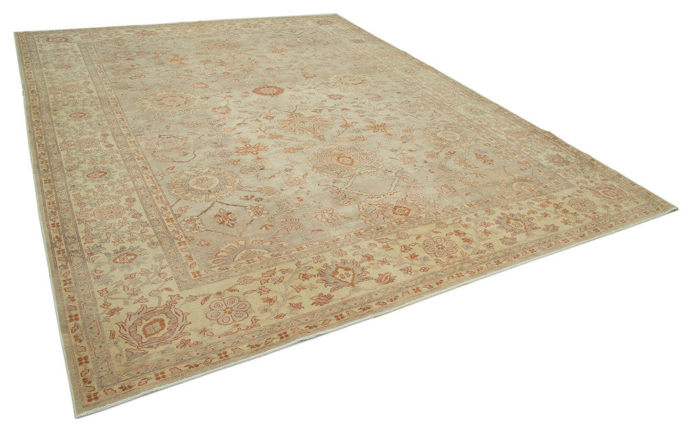 Rug N Carpet - Handmade Oriental 9' 9" x 12' 8" Pastel Oushak Area Rug