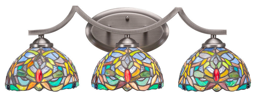 Zilo 3 Light Bath Bar With 7" Kaleidoscope Art Glass