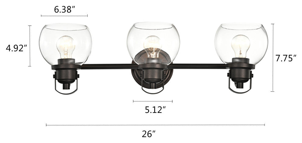 CHLOE Lighting Janice Contemporary 3-Light Rubbed Bronze Bath Vanity Fixture