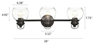 CHLOE Lighting Janice Contemporary 3-Light Rubbed Bronze Bath Vanity Fixture