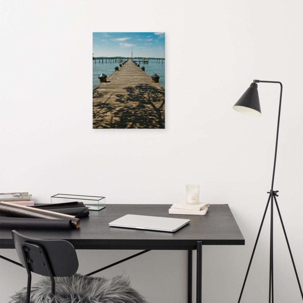 Endless Dock Rural Landscape Photograph Canvas Wall Art Print, 18" X 24"