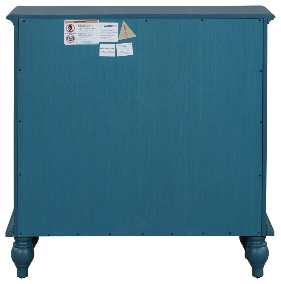 Wood Double Mirrored Door Accent Cabinet with Adjustable Shelf, Blue, 33" X 13"