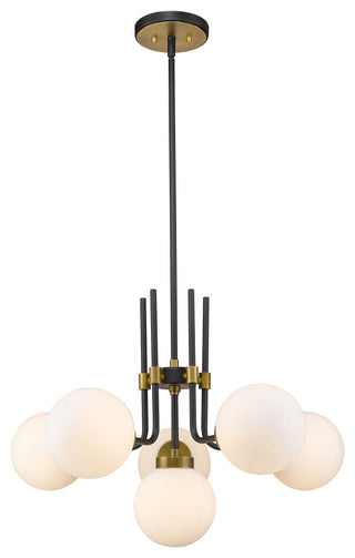 Z-LITE 477-6MB-OBR 6 Light Chandelier, Matte Black + Olde Brass
