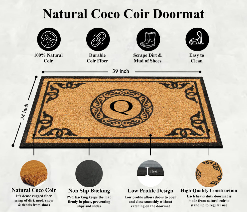 A1HC Hand-Crafted by Artisans Geneva Monogrammed Entry Doormat, 30"x48", Q