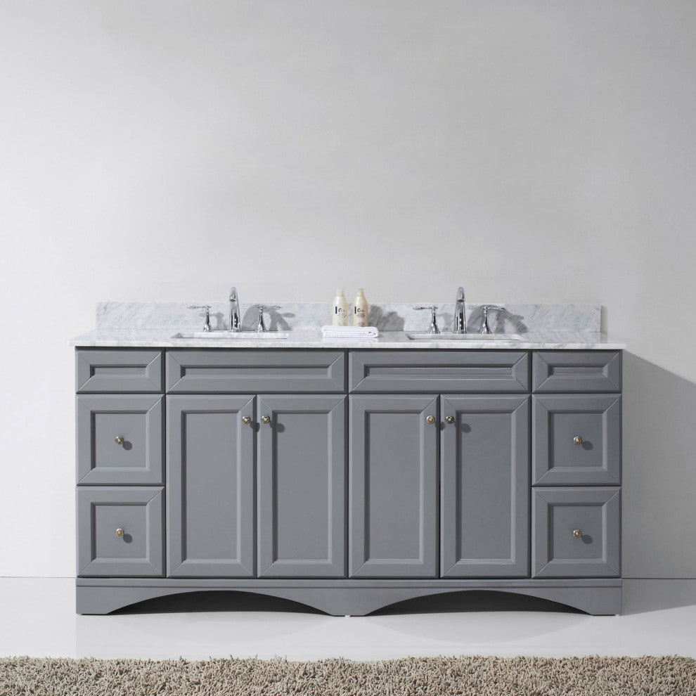 Talisa 72" Double Bathroom Vanity, Gray, No Mirror