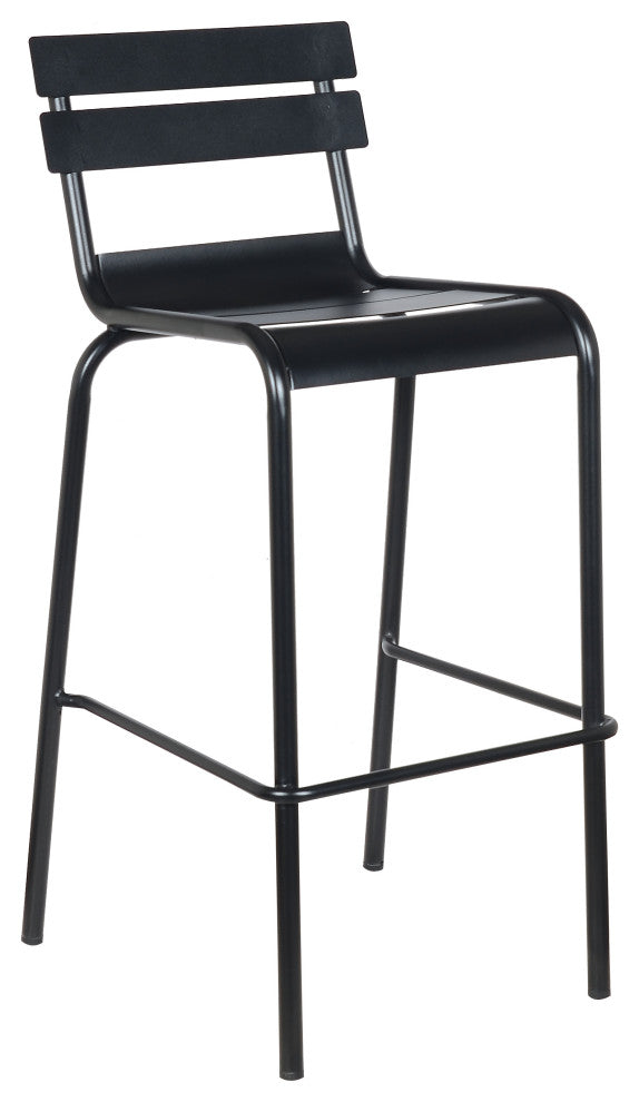 Dana Stackable Outdoor Patio Barstool, Frosted Black, Set of 4