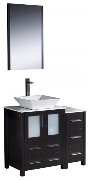 Fresca Torino 36" Espresso Modern Bathroom Vanity, Side Cabinet, Vessel Sink