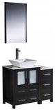 Fresca Torino 36" Espresso Modern Bathroom Vanity, Side Cabinet, Vessel Sink