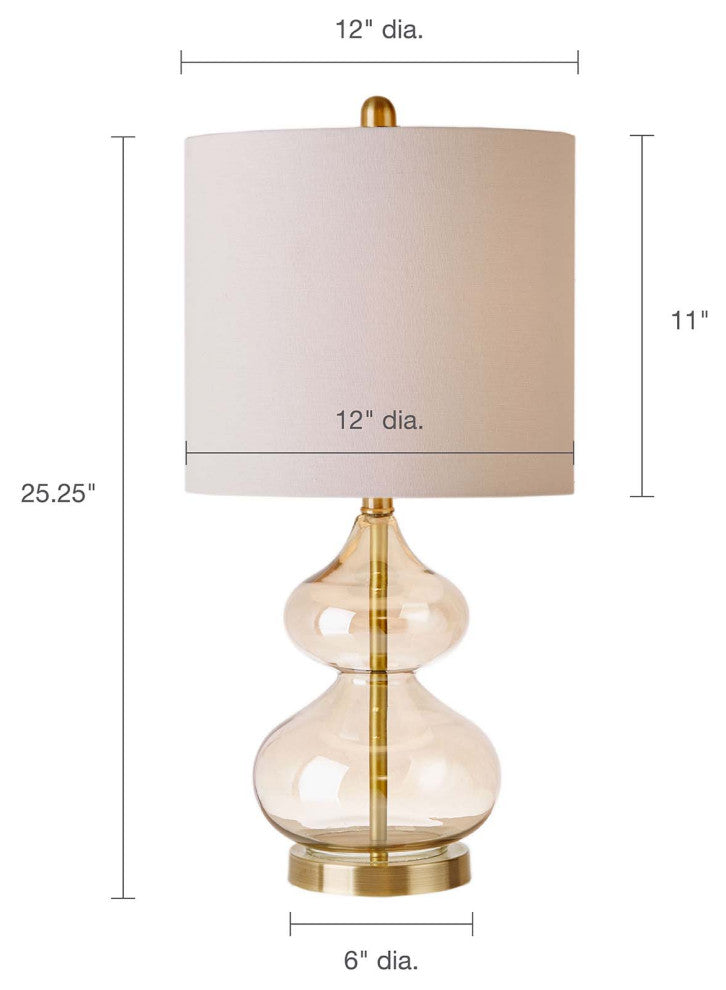 Ellipse Curved Glass Table Lamp Set of 2, Gold