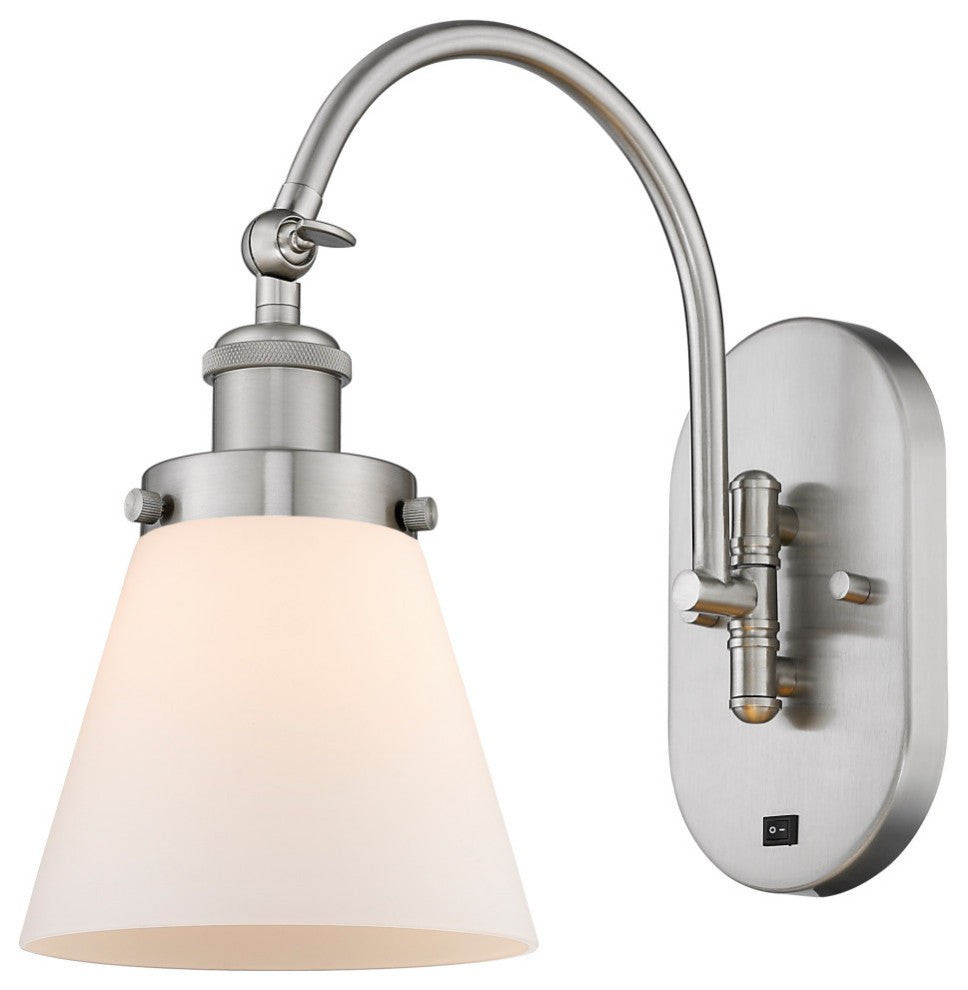 Cone Sconce, Brushed Satin Nickel, Matte White, Matte White
