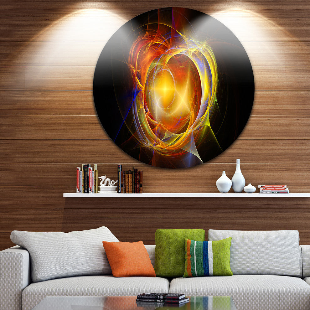 Supernova Explosion In Black, Digital Art Round Wall Art, 36"