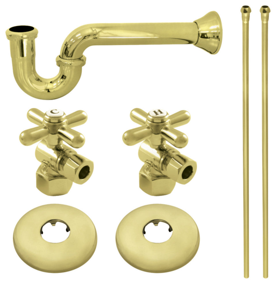 Plumbing Supply Kit With1-1/2" P-Trap 1/2" IPS Inlet x 3/8" Comp, Polished Brass