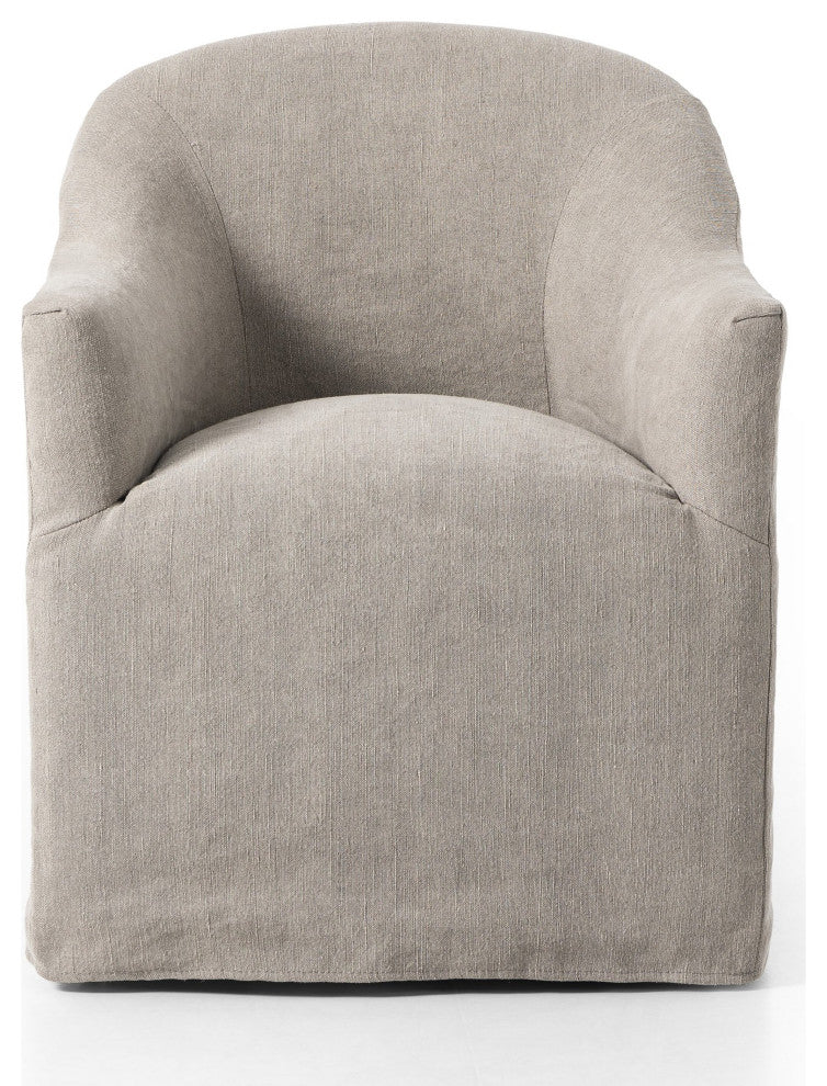 Cove Dining Chair With Casters Heather Twill Stone