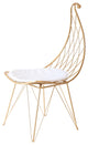 Glam Metal Dining Chair Hollow with PU Leather Cushion in Gold Finish Chair