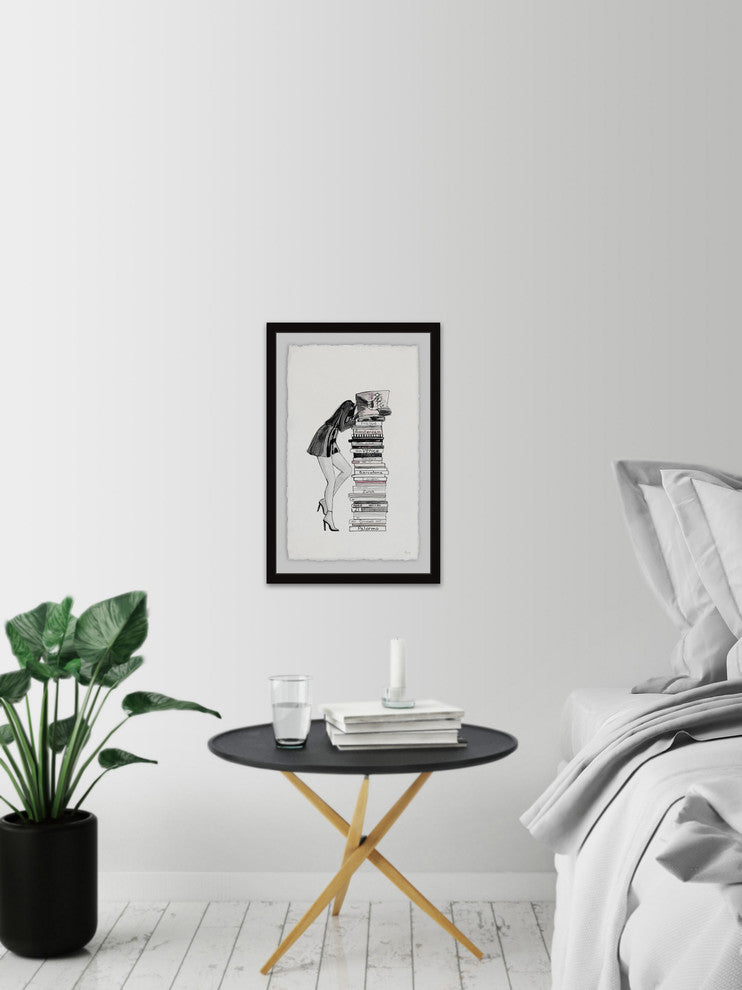"Stack of Books" Framed Painting Print, 16"x24"
