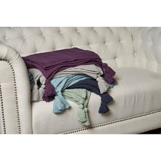 Charming Light Blue Throw Blanket, Purple