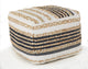 Classic Tri-Colored Natural Jute Pouf