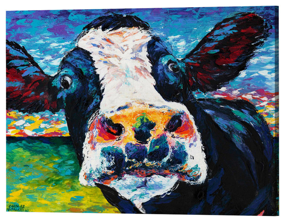 Curious Cow II' by Carolee Vitaletti Giclee Canvas Wall Art, 34"x26"