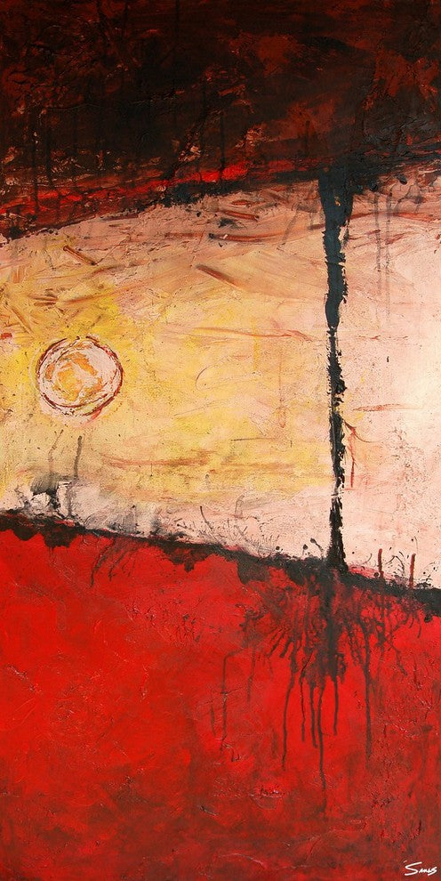 "Rooted in Red" Painting Print on Wrapped Canvas, 12"x24"