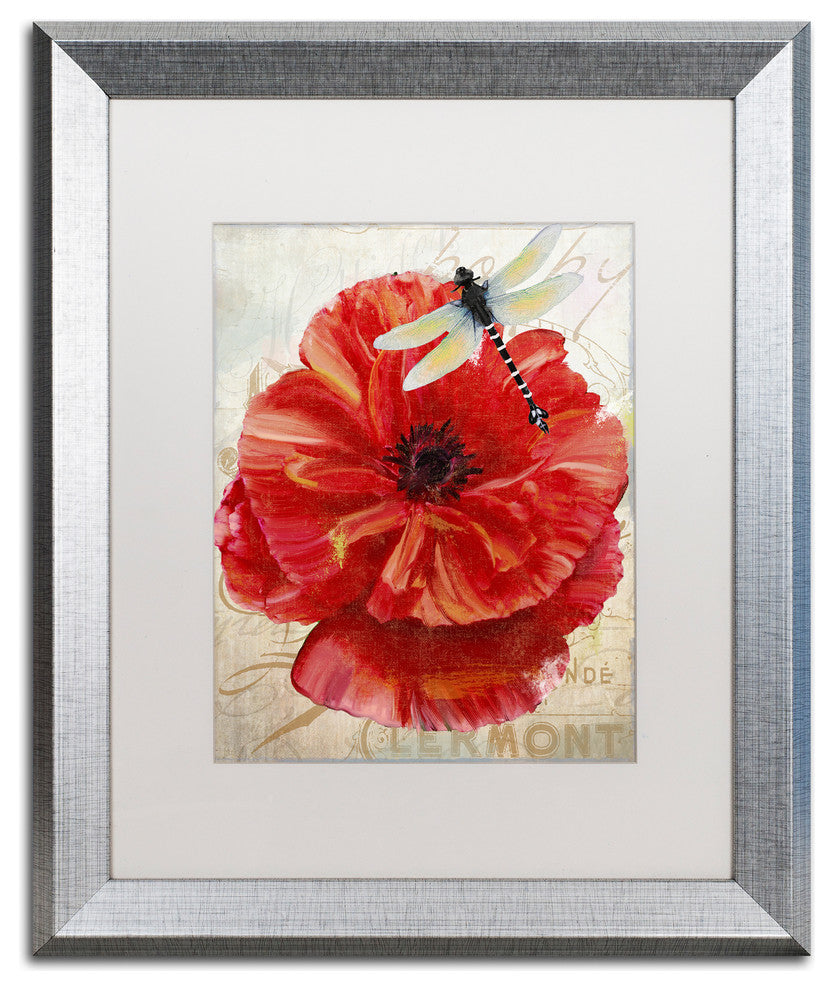 Color Bakery 'Le Pavot Dragonfly', Silver Frame, White Mat, 16x20
