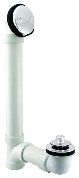 Pull & Drain Sch. 40 PVC Bath Waste With Two-Hole Elbow In Powder Coated White