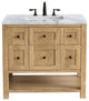 James Martin Breckenridge Bath Vanity, Light Natural Oak, 36", Carrara Marble, Three-Hole