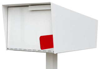 Modern Mailbox | Post Mounted Modern Mailbox | Monochromatic, White, Post Includ