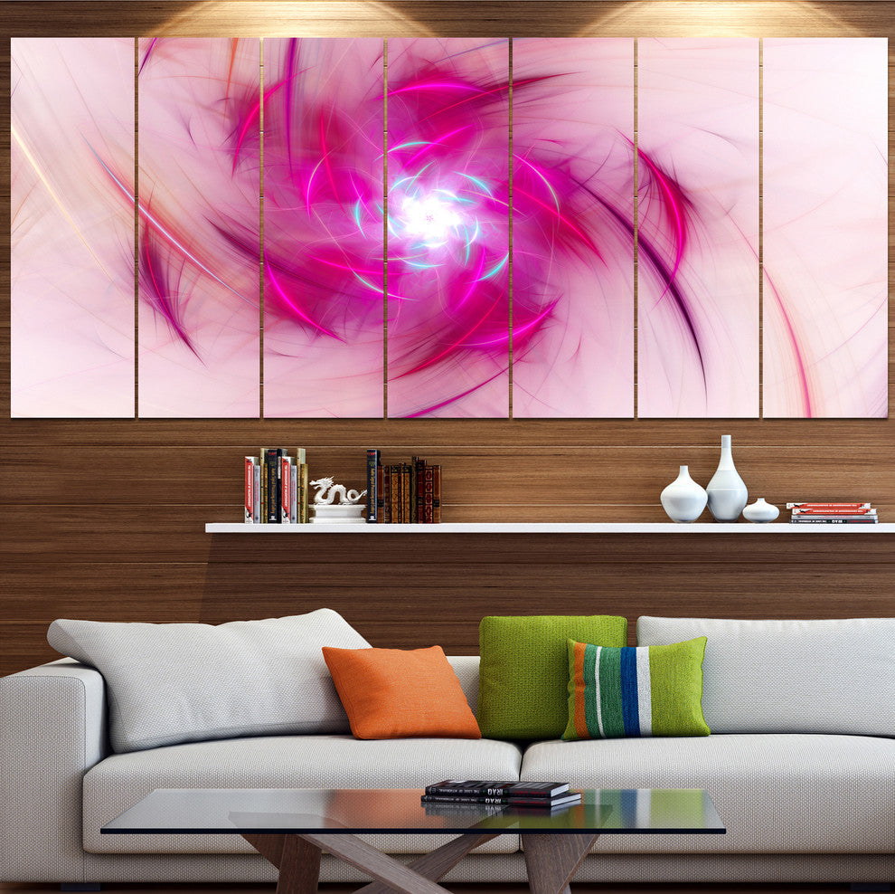 Purple Fractal Nuclear Reaction, Floral Canvas Art Print, 83"x32", 7 Panels