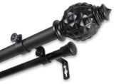 Nova 1" Double Curtain Rod, Black, 120-170"