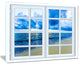 "Closed Window To Blue Seascape" Oversized Landscape Wall Art Print, 40"x30"