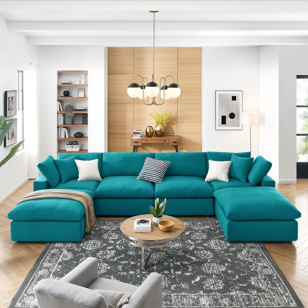 Cloud Couch, U-Chaise Cloud Sectional Sofa Set, Modular 6Piece Dream Couch, Teal