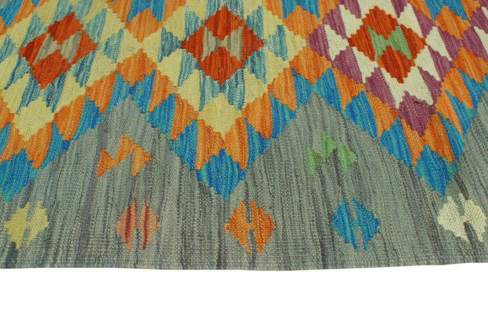 Sangat Kilim Arali Gray/Blue Runner, 2'8x9'10