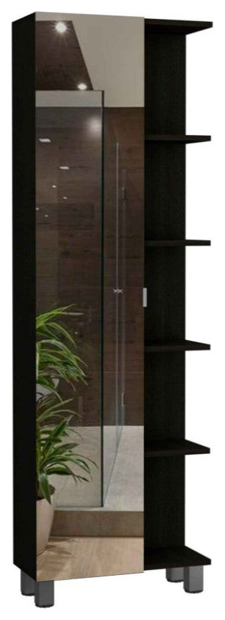 Mirror Linen Cabinet Reno, Bathroom, Black