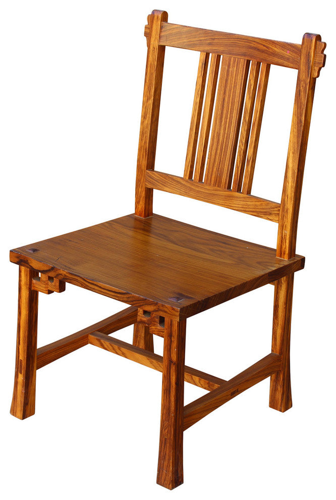 Quality Handmade Solid Zebra Wood Bar Back Simple Design Chair