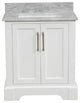 30" W x 22" D x 33" H Bath Vanity, White With Carrara White Marble