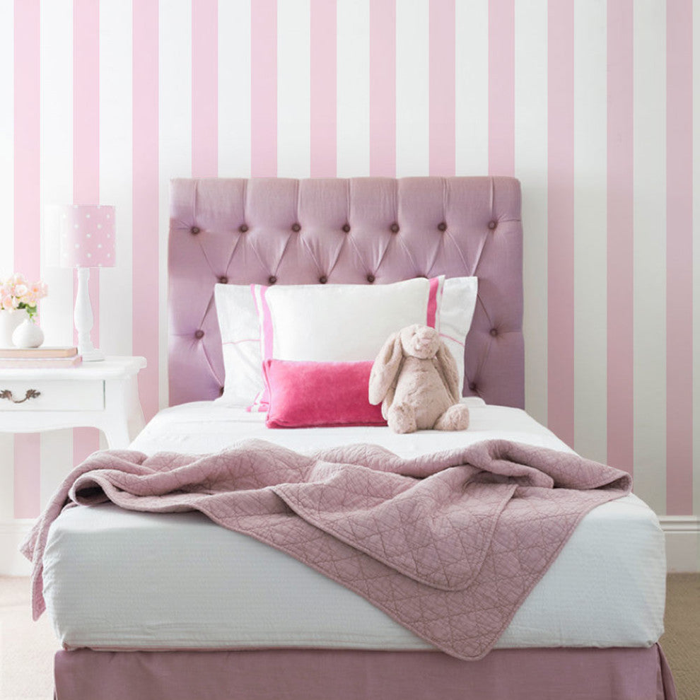 Vertical Stripe Peel and Stick Vinyl Wallpaper, Pink, 24"w X 60"h