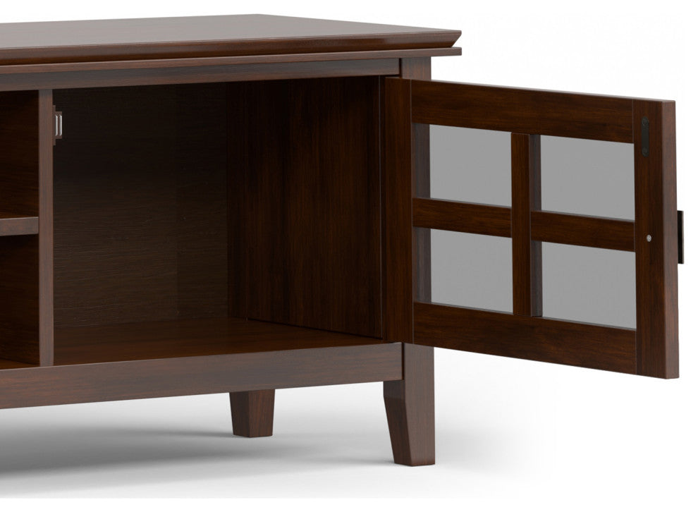 Artisan Solid Wood 72" Low TV Media Stand For TVs up to 80", Russet Brown