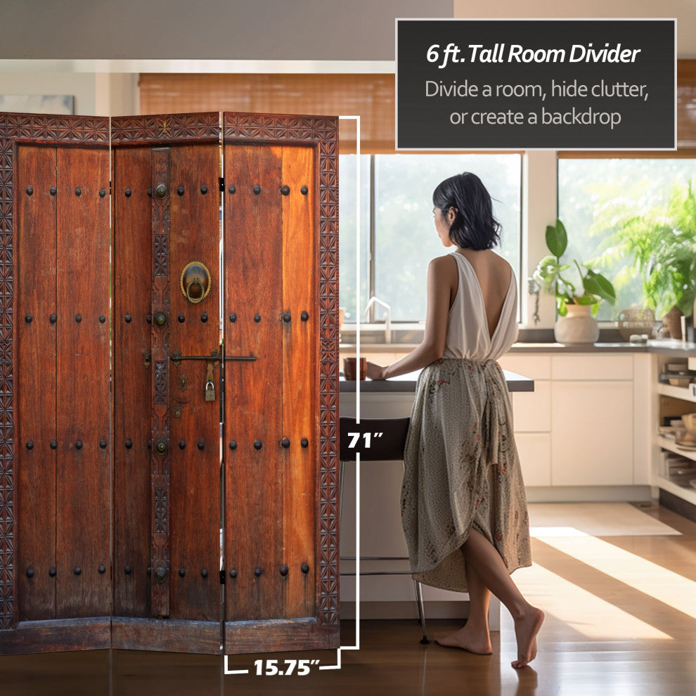 6' Tall Double Sided Doors Canvas Room Divider
