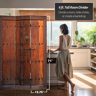 6' Tall Double Sided Doors Canvas Room Divider