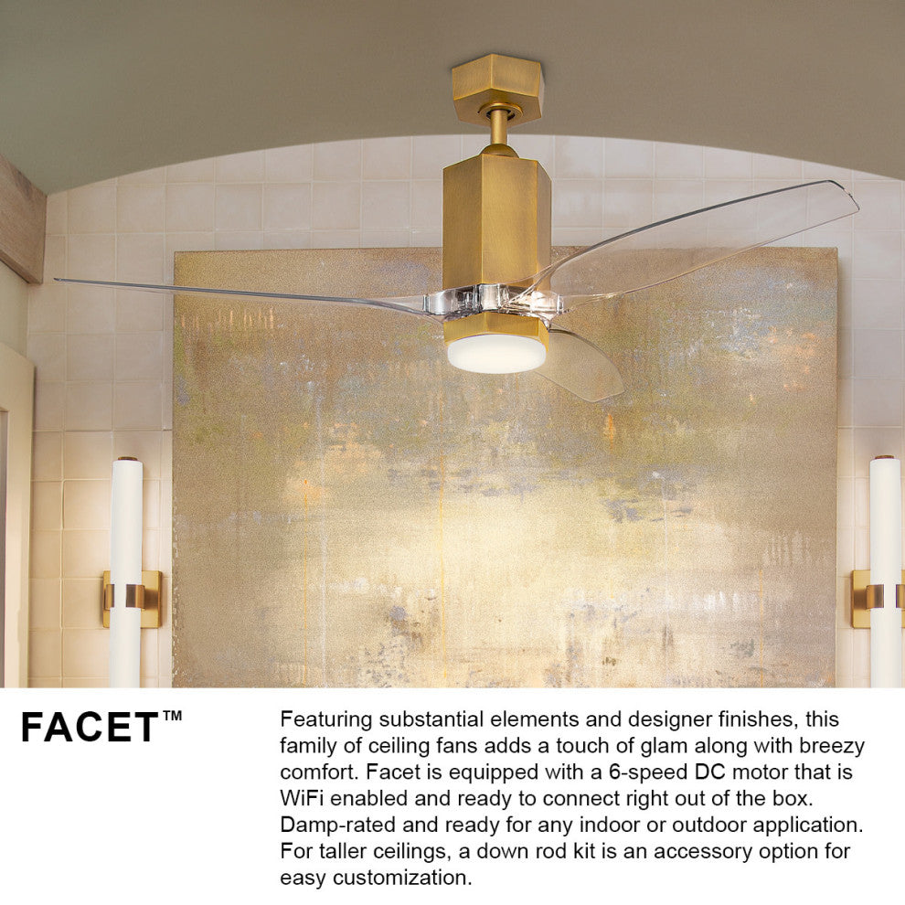 Hinkley Lighting 905852-LDD Facet 52" 3 Blade Indoor / Outdoor - Heritage Brass