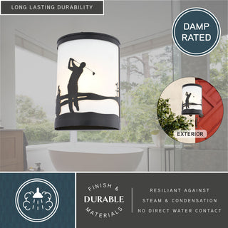 Douglas 1-Light Bronze Indoor-Outdoor Rustic Wall Sconce Bathroom Vanity Fixture, Golf