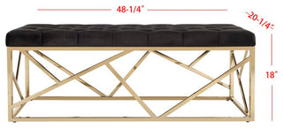 Safavieh Farah Tufted Rectangle Bench, Black/Gold